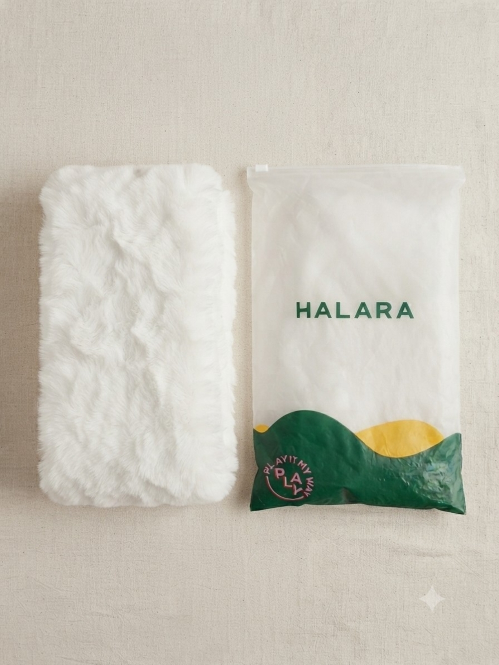 Halara Faux Fur White Winter Scarf with Colorful Accent Buttons Fun Quirky - Picture 5 of 5